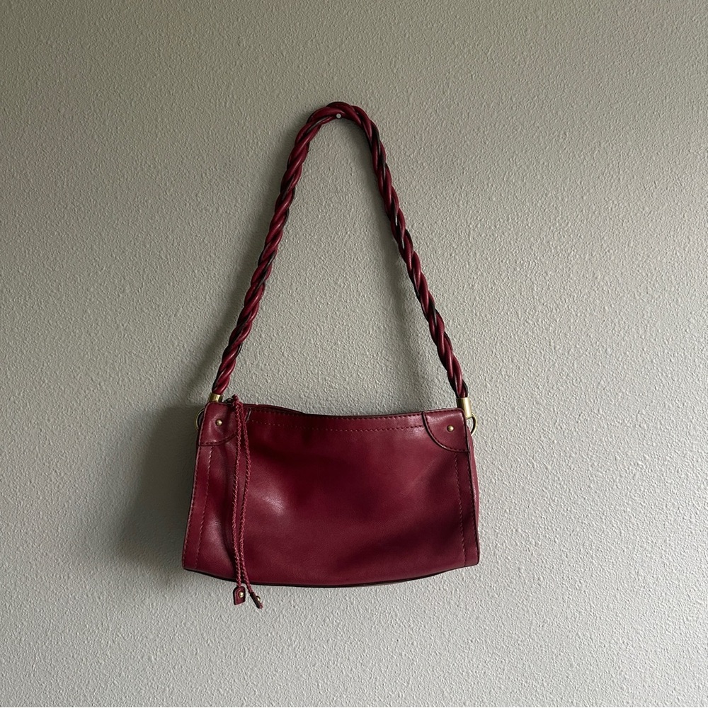 Relic Red Leather Braided Shoulder Bag